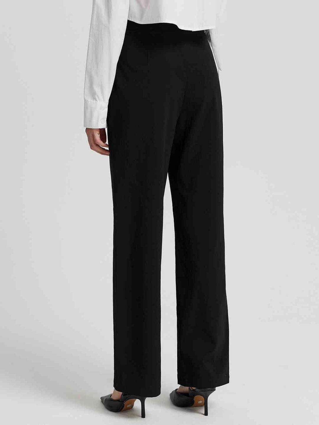 Hoge Taille Rechte Broek-Pantalons-Calora-Zwart-S-Calora