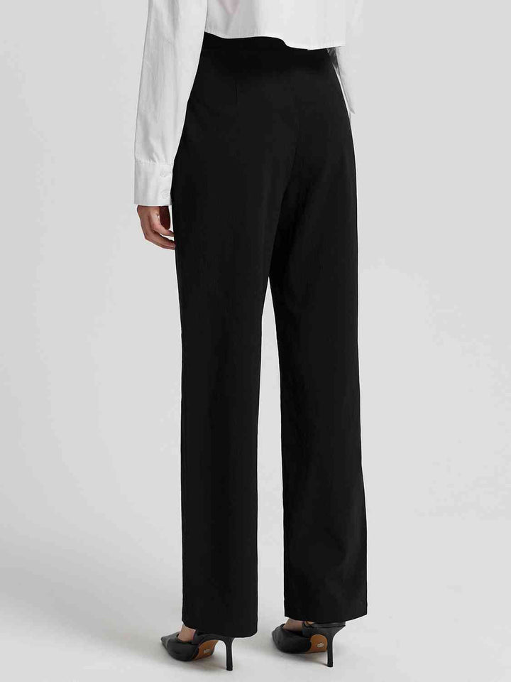 Hoge Taille Rechte Broek-Pantalons-Calora-Zwart-S-Calora