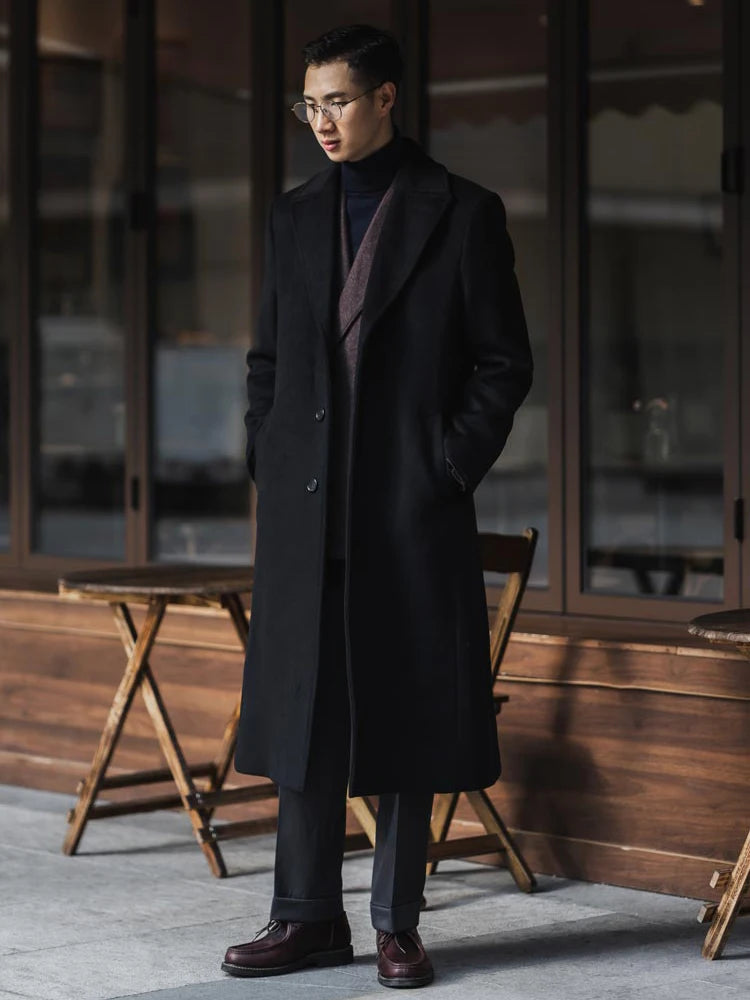 Icardi | Lange warme zwarte trenchcoat voor heren-Zomer Jassen-Calora-M-Calora