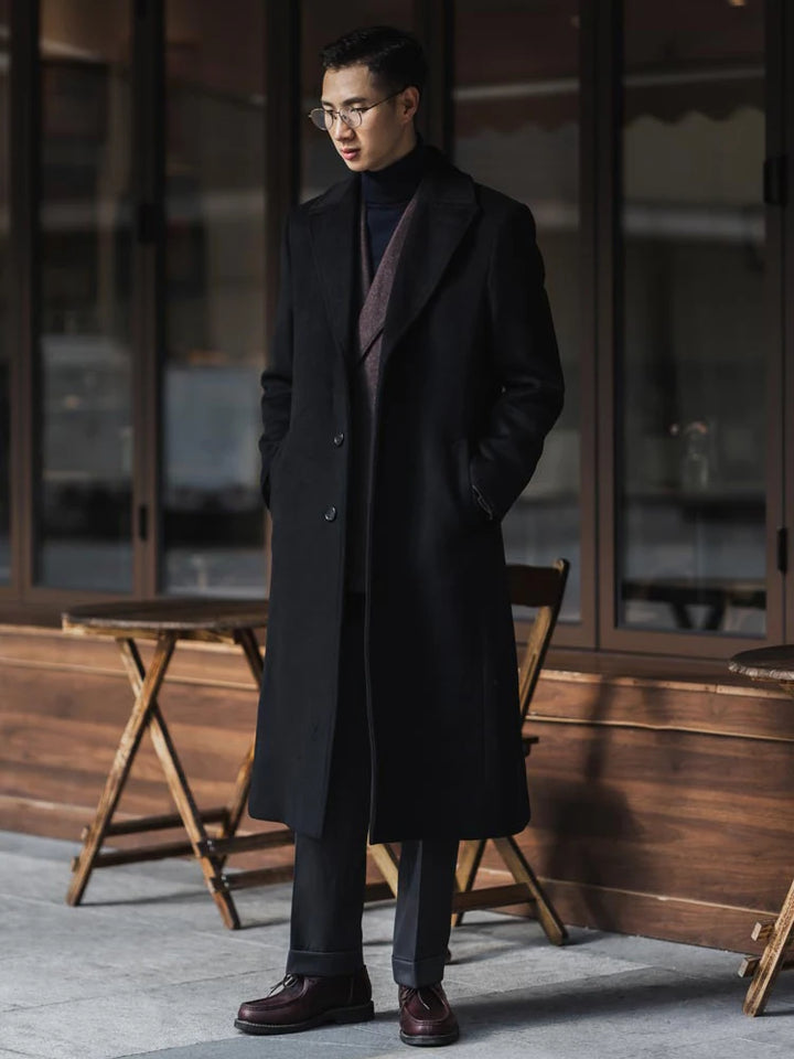 Icardi | Lange warme zwarte trenchcoat voor heren-Zomer Jassen-Calora-M-Calora