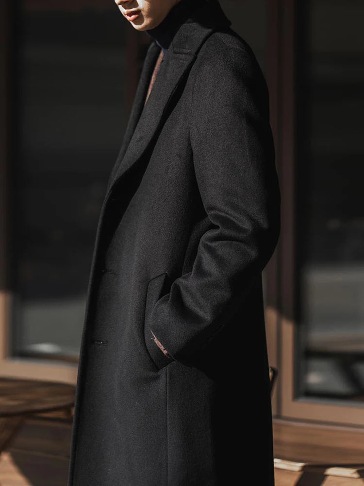 Icardi | Lange warme zwarte trenchcoat voor heren-Zomer Jassen-Calora-M-Calora