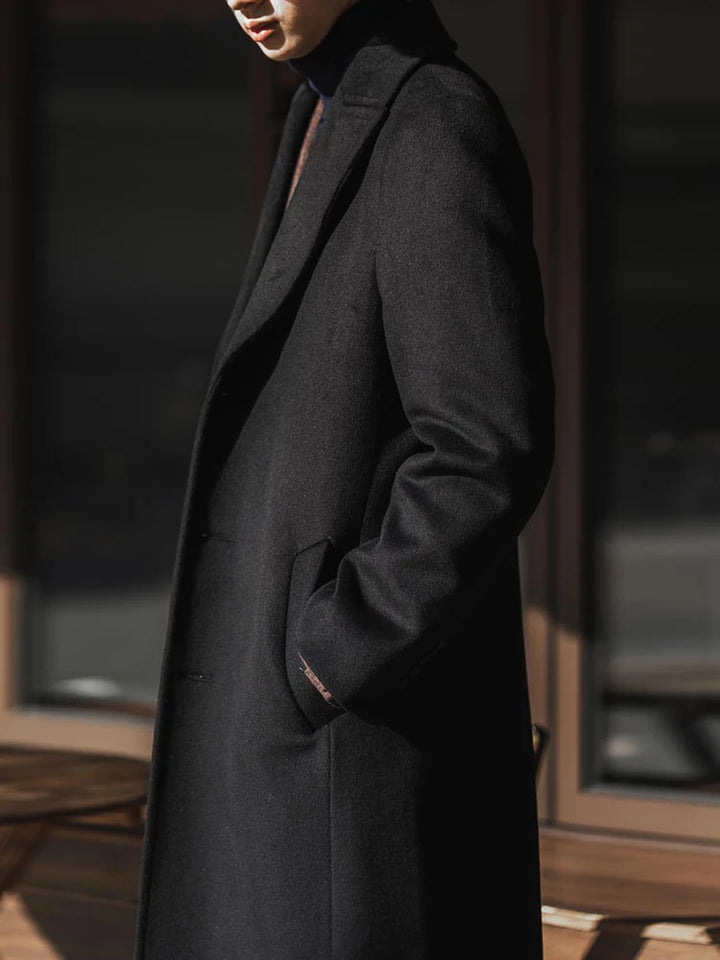 Icardi | Lange warme zwarte trenchcoat voor heren-Zomer Jassen-Calora-M-Calora