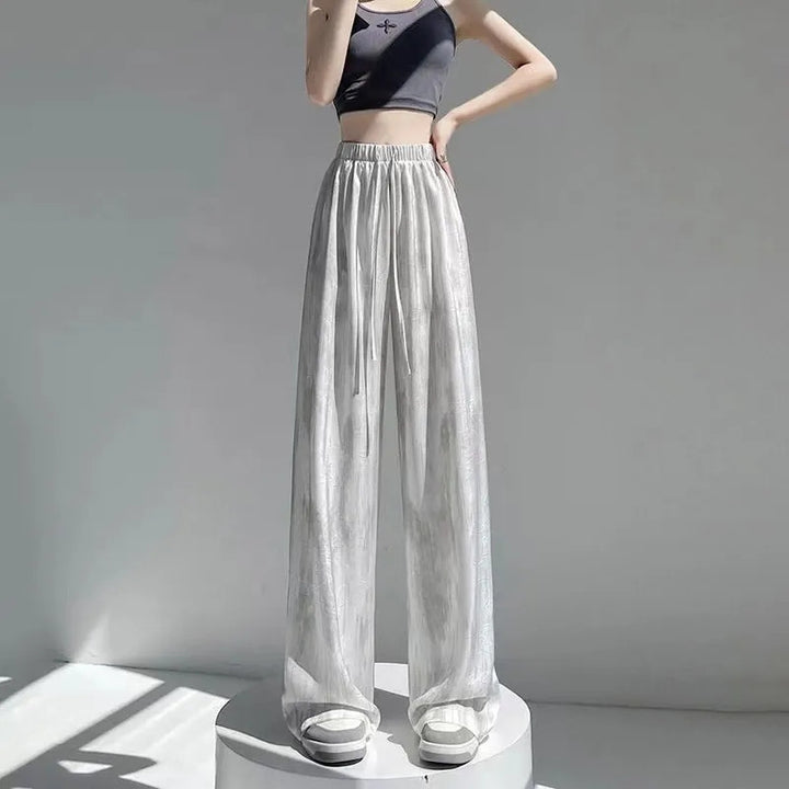 CALORA_ Icezijde Acetaat Satijn Tie-Dye Wijde Pantalon Dames Zomer Casual