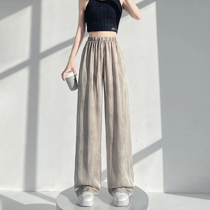 CALORA_ Icezijde Acetaat Satijn Tie-Dye Wijde Pantalon Dames Zomer Casual