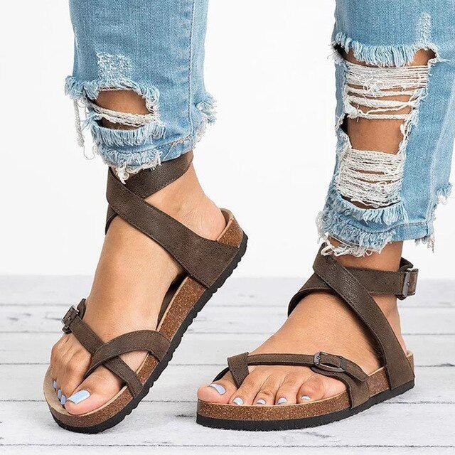 Ilysia | Comfortabele Strand Sandalen-Sandalen-Calora-Bruin-35-Calora