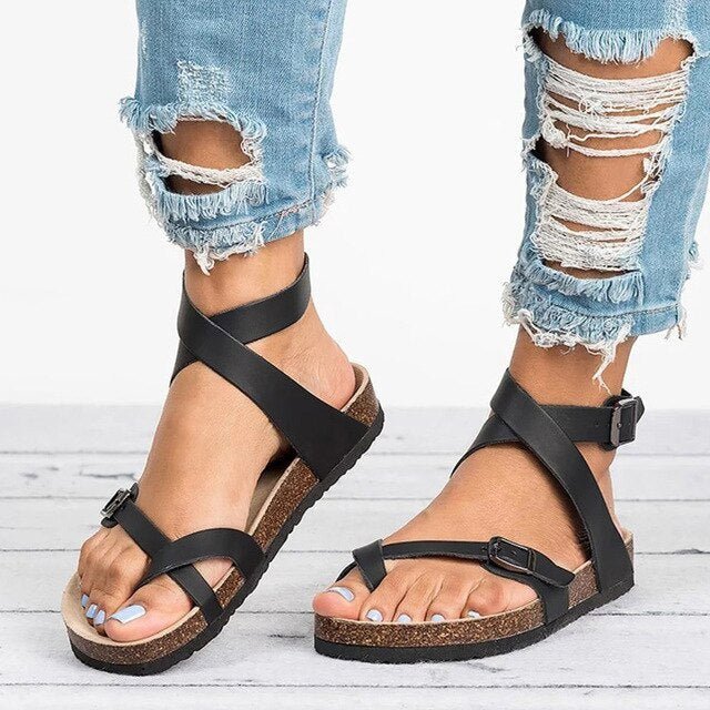 Ilysia | Comfortabele Strand Sandalen-Sandalen-Calora-Zwart-35-Calora