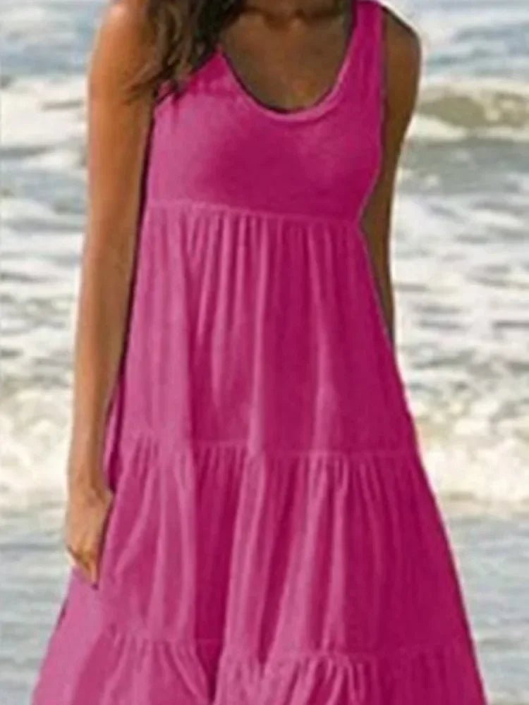 Indigo | Boho Ibiza Strandjurk-Zomer Jurken-Calora-Roze Rood-S-Calora