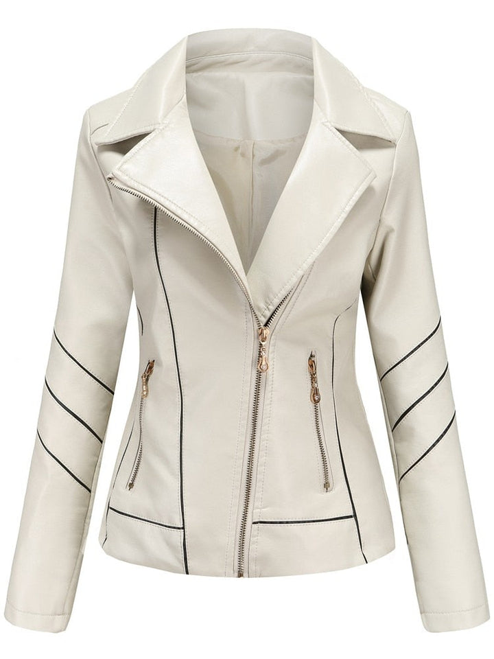 Inès | Stijlvolle Faux leren jas voor Dames-Leren Jassen-Calora-Beige-S-Calora