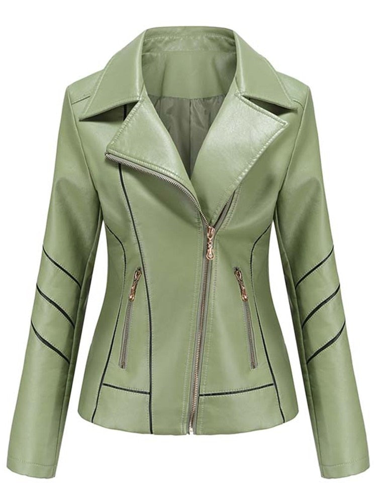 Inès | Stijlvolle Faux leren jas voor Dames-Leren Jassen-Calora-Groen-S-Calora