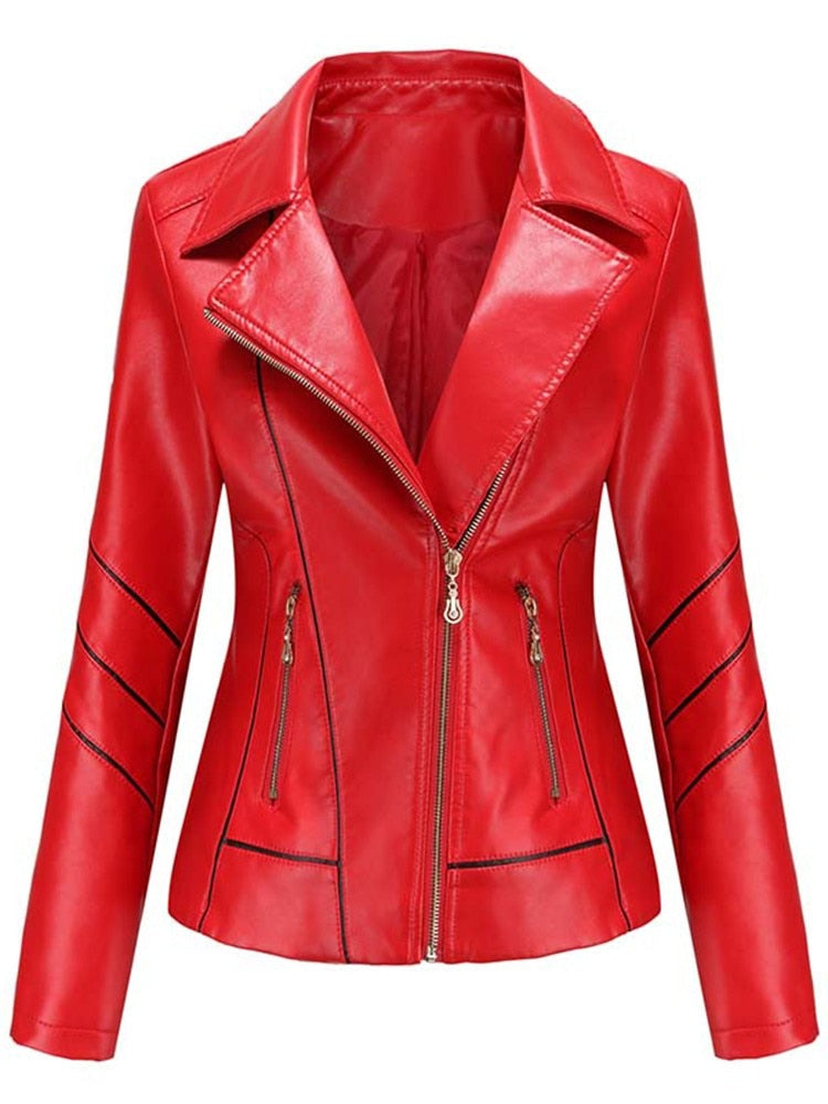 Inès | Stijlvolle Faux leren jas voor Dames-Leren Jassen-Calora-Rood-S-Calora