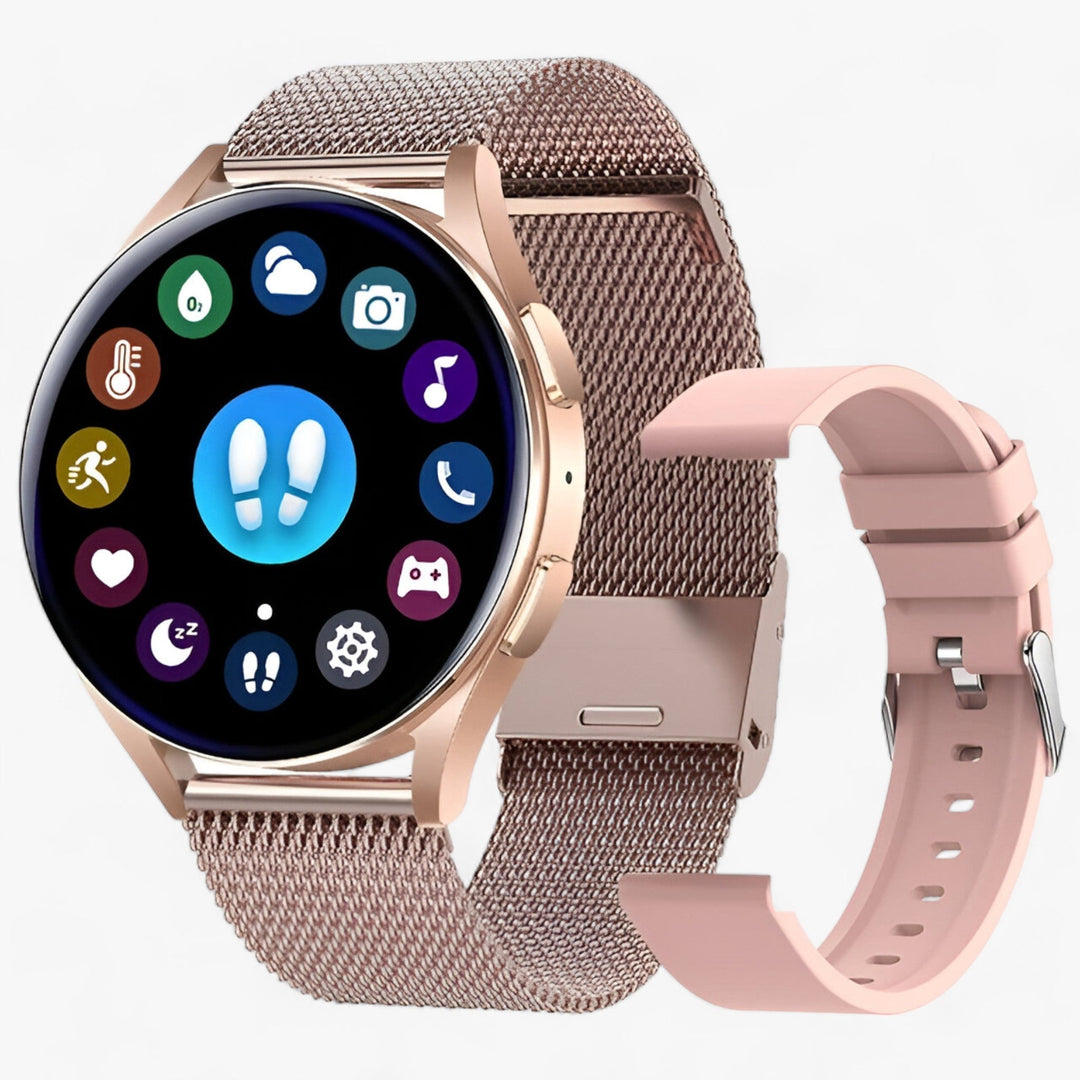 Intelligente Ronde Dames Smartwatch-Horloges-Calora-Roségoud Net-Calora