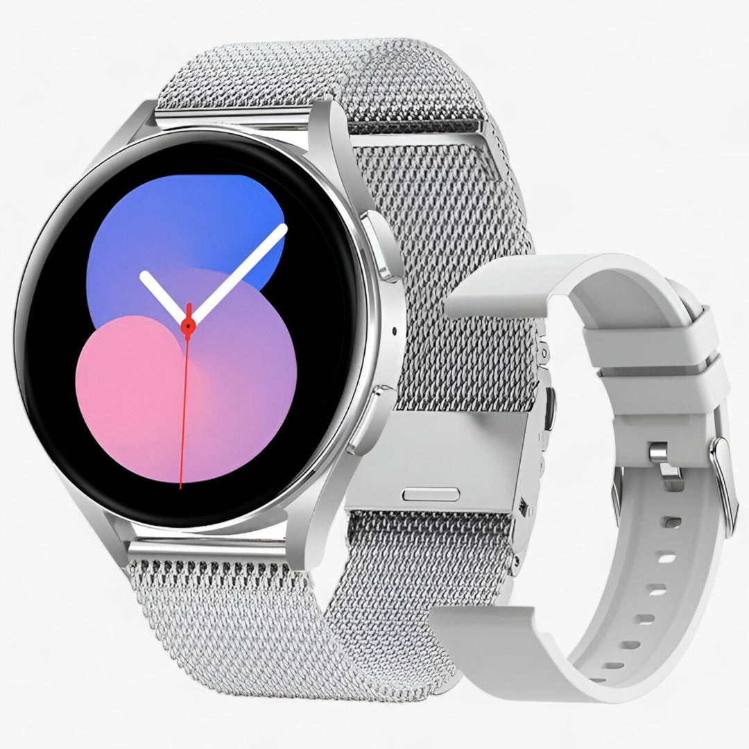 Intelligente Ronde Dames Smartwatch-Horloges-Calora-Zilver Net-Calora