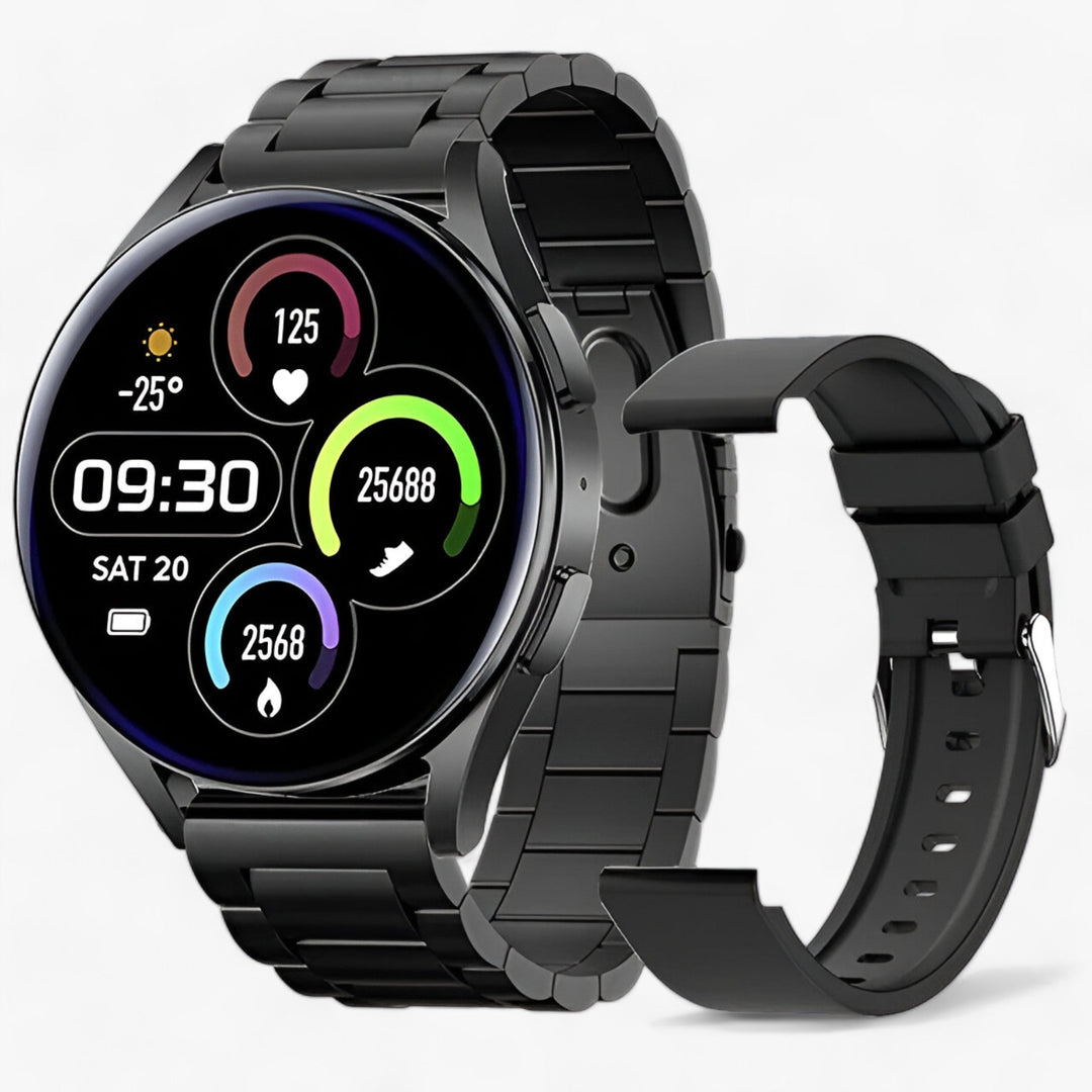 Intelligente Ronde Dames Smartwatch-Horloges-Calora-Zwart Staal-Calora