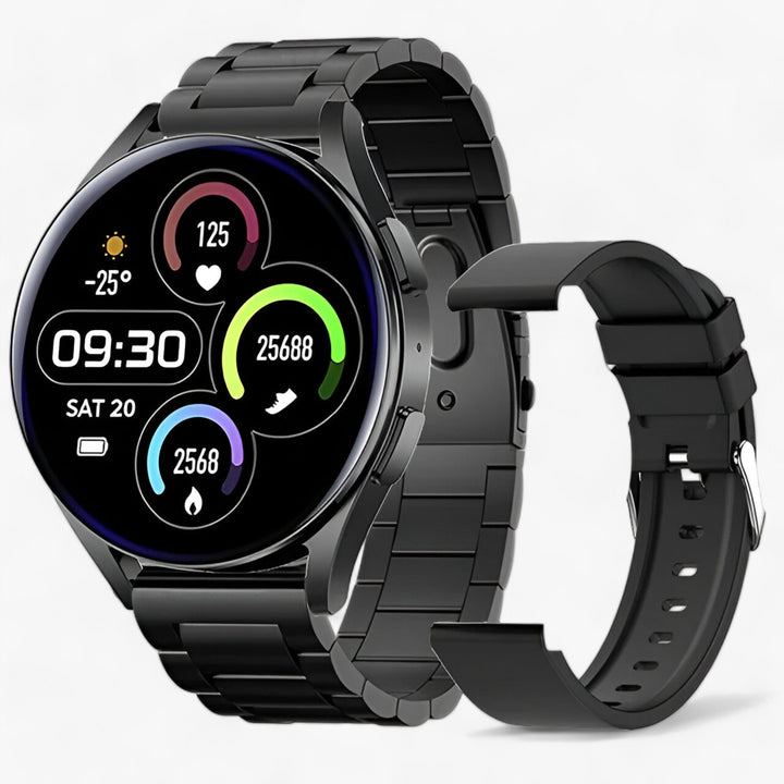 Intelligente Ronde Dames Smartwatch-Horloges-Calora-Zwart Staal-Calora