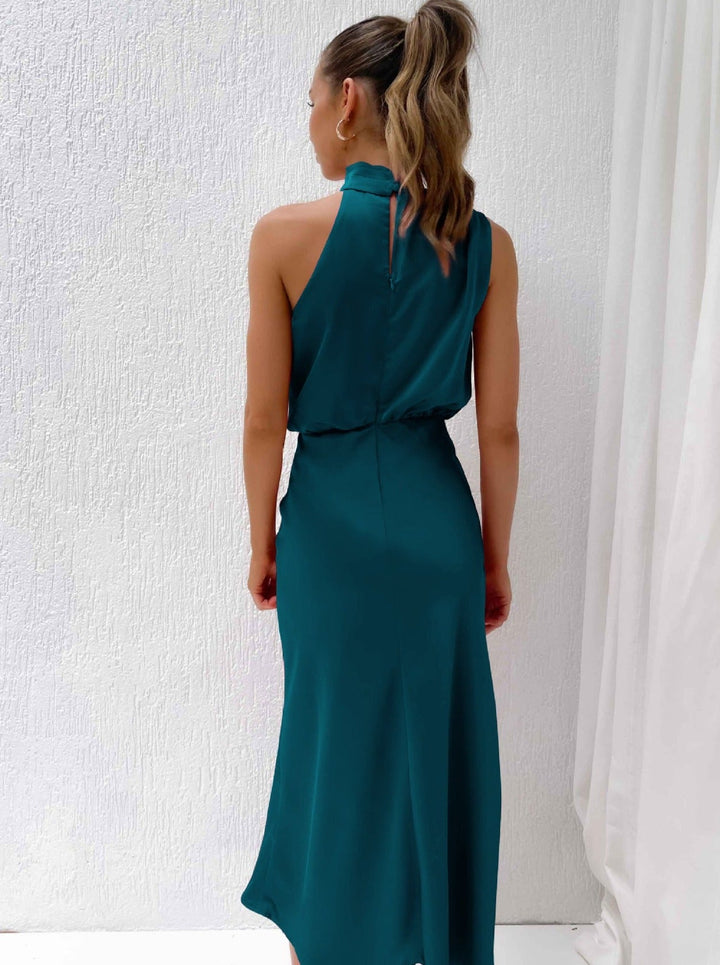 Irene | Elegante blauwe halternekjurk-Feest Jurken-Calora-S-Calora
