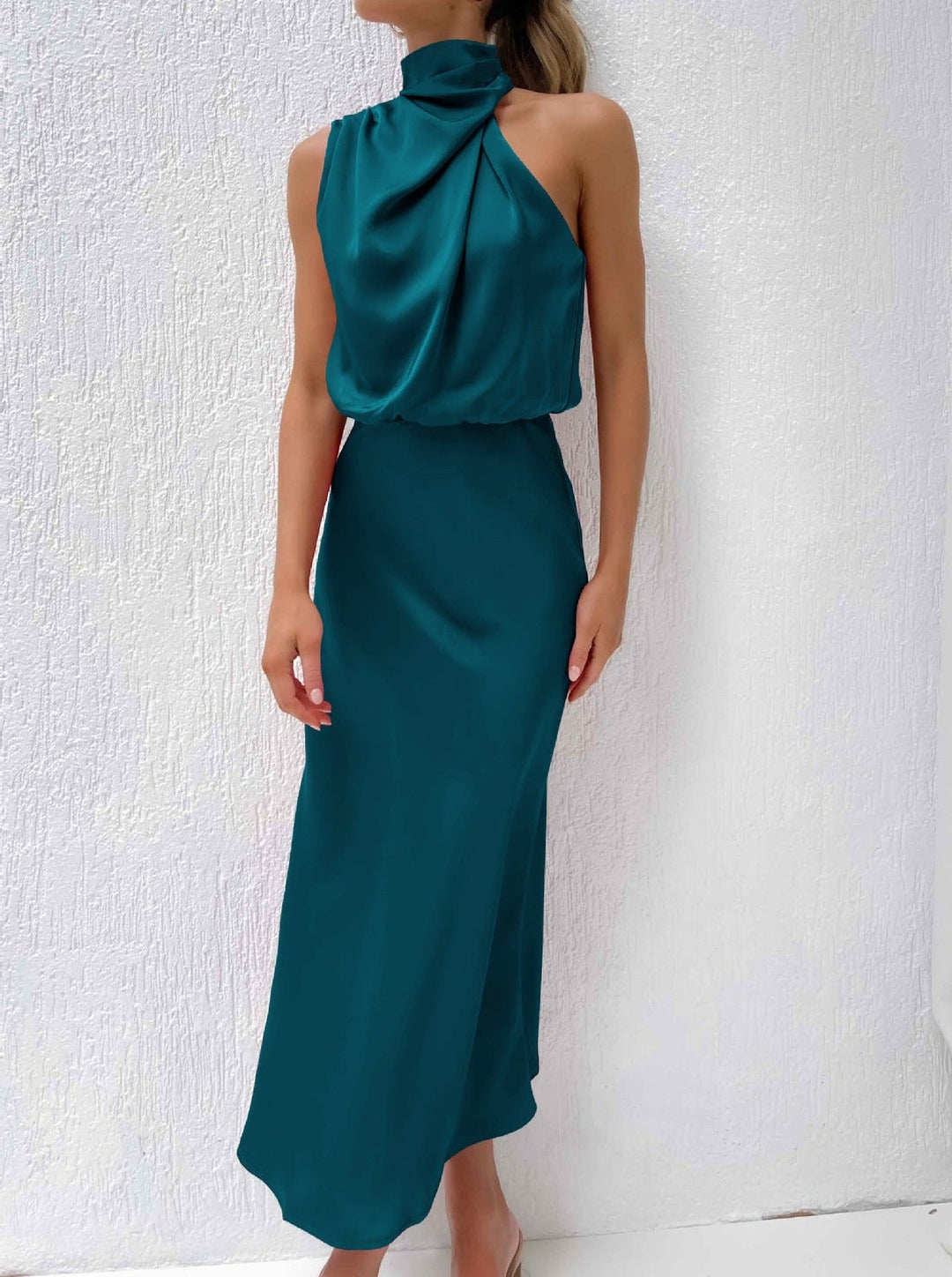 Irene | Elegante blauwe halternekjurk-Feest Jurken-Calora-S-Calora