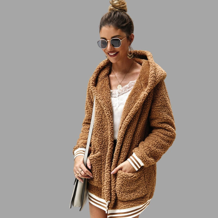 Isadelle | Luxe zachte Bontjas Capuchon-Zomer Jassen-Calora-Blauw-S-Calora