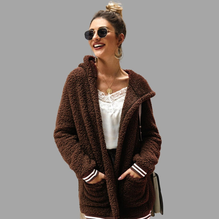 Isadelle | Luxe zachte Bontjas Capuchon-Zomer Jassen-Calora-Bruin-S-Calora