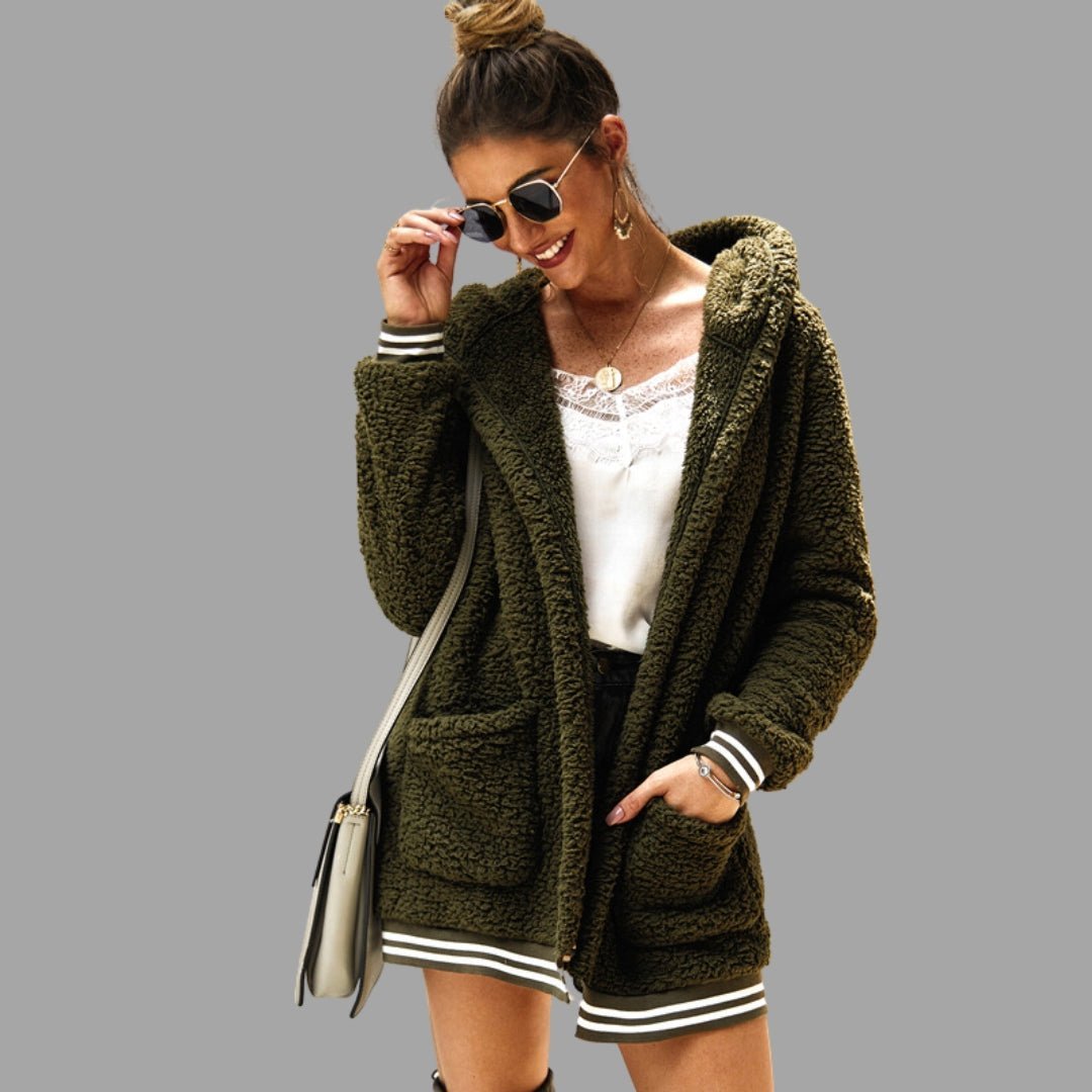 Isadelle | Luxe zachte Bontjas Capuchon-Zomer Jassen-Calora-Groen-S-Calora