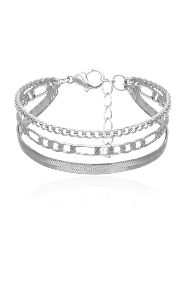 Iselore | Multilaags gouden Ketting armband voor Dames-Kettingen-Calora-Silver-16cm+5cm-Calora