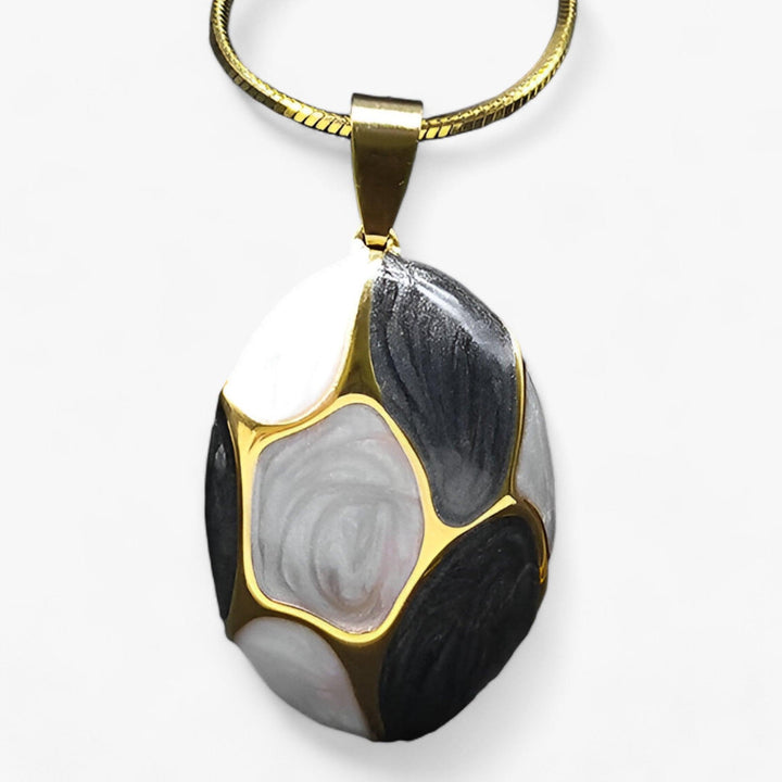 ISLA | Elegante Edelstenen Ketting Hanger-Kettingen-Calora-Grijs wit zwart-Calora