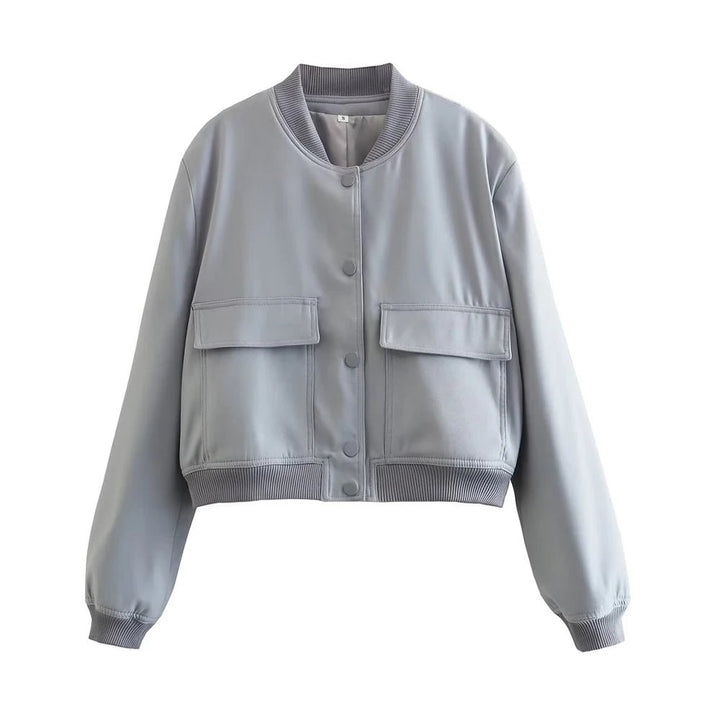 Islena | Elegante Bomber Jas-Zomer Jassen-Calora-Grijs-S-Calora