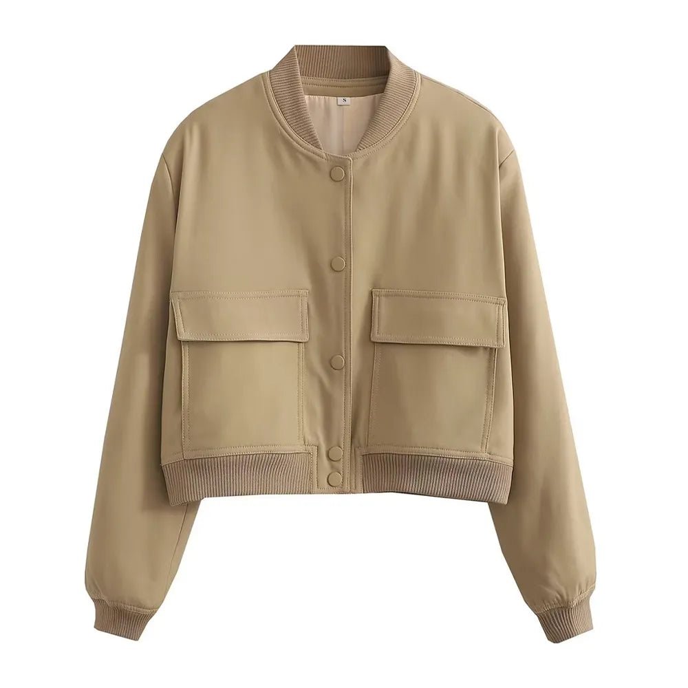Islena | Elegante Bomber Jas-Zomer Jassen-Calora-Khaki-S-Calora