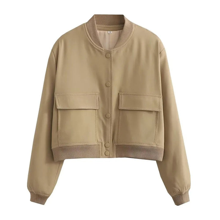 Islena | Elegante Bomber Jas-Zomer Jassen-Calora-Khaki-S-Calora
