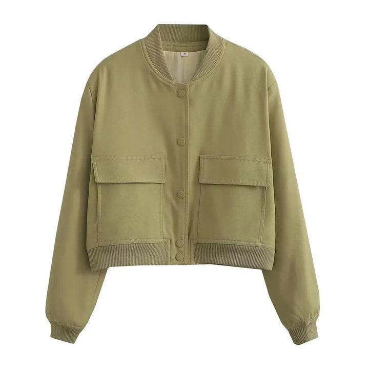 Islena | Elegante Bomber Jas-Zomer Jassen-Calora-Leger Groen-S-Calora