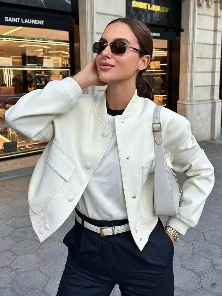 Islena | Elegante Bomber Jas-Zomer Jassen-Calora-Zwart-S-Calora