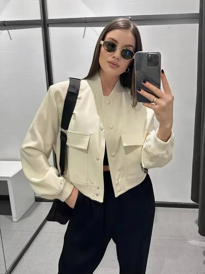 Islena | Elegante Bomber Jas-Zomer Jassen-Calora-Zwart-S-Calora
