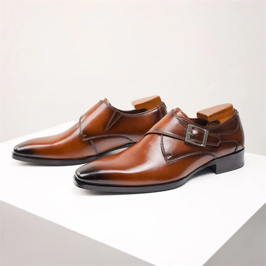 CALORA_ Italiaanse Lederen Schoenen met Buckle Sluiting
