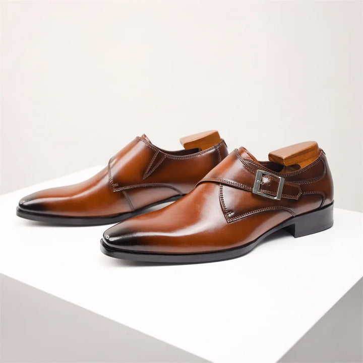 CALORA_ Italiaanse Lederen Schoenen met Buckle Sluiting