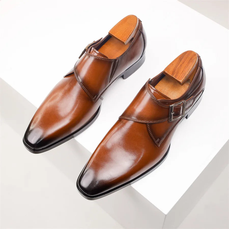CALORA_ Italiaanse Lederen Schoenen met Buckle Sluiting