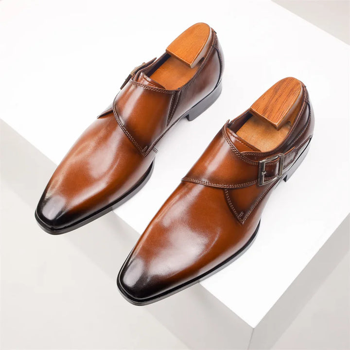CALORA_ Italiaanse Lederen Schoenen met Buckle Sluiting