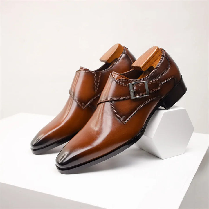 CALORA_ Italiaanse Lederen Schoenen met Buckle Sluiting