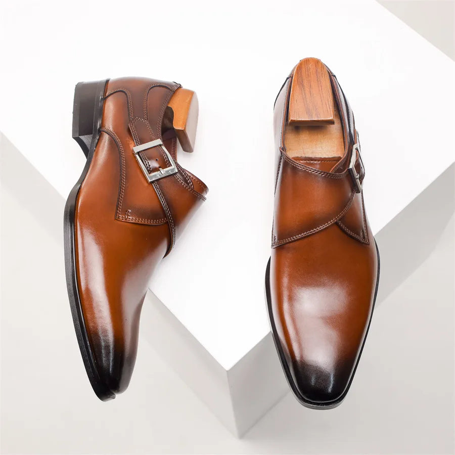 CALORA_ Italiaanse Lederen Schoenen met Buckle Sluiting