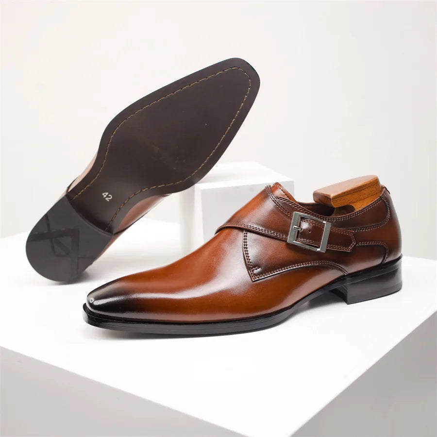 CALORA_ Italiaanse Lederen Schoenen met Buckle Sluiting