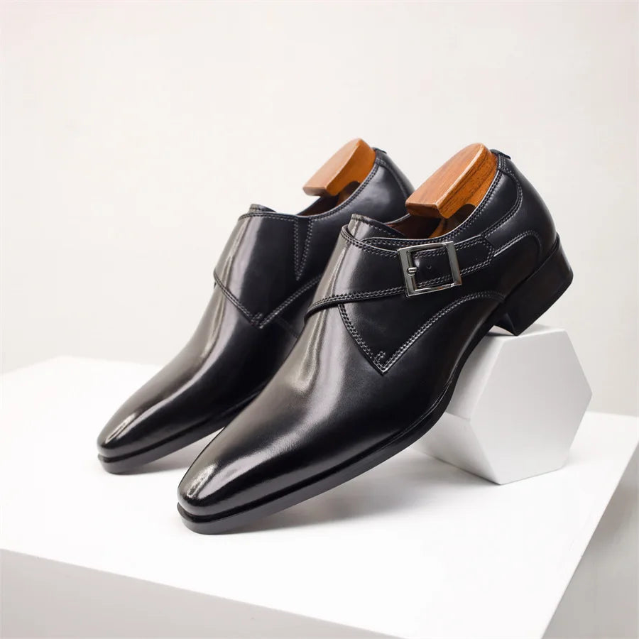 CALORA_ Italiaanse Lederen Schoenen met Buckle Sluiting