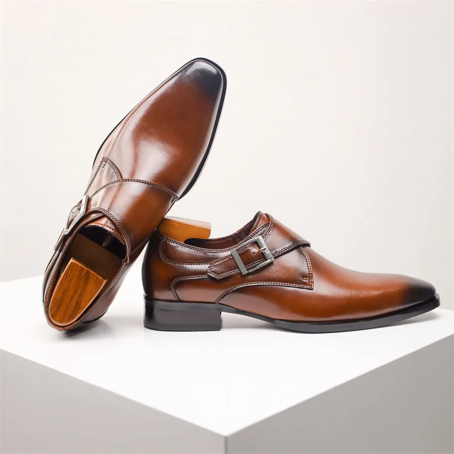 CALORA_ Italiaanse Lederen Schoenen met Buckle Sluiting