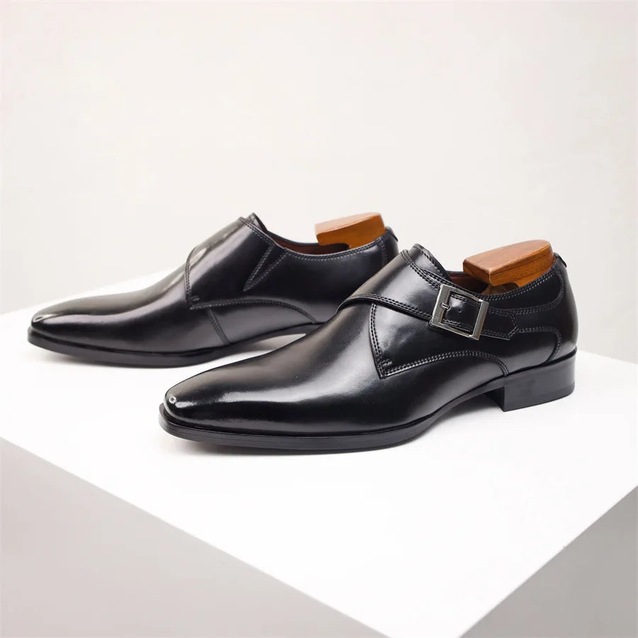 CALORA_ Italiaanse Lederen Schoenen met Buckle Sluiting