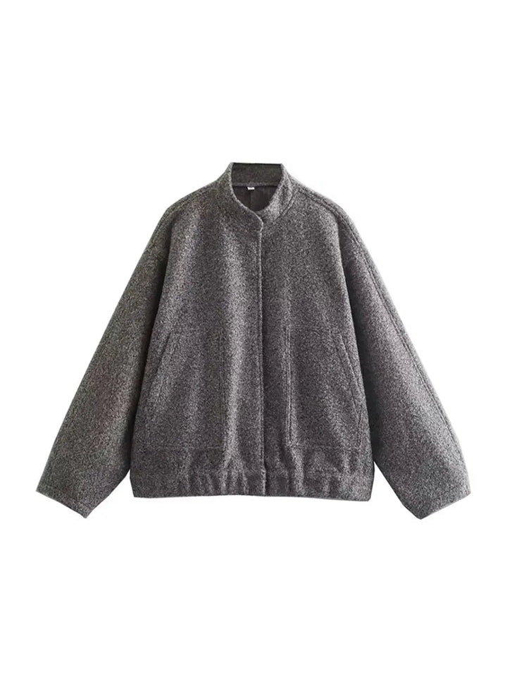Ivana | Comfy Oversized Bomber Jas-Zomer Jassen-Calora-Donker Grijs-L-Calora