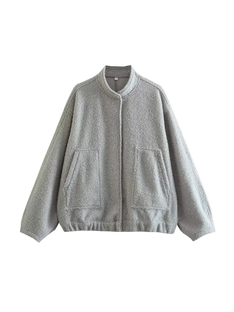 Ivana | Comfy Oversized Bomber Jas-Zomer Jassen-Calora-Grijs-L-Calora