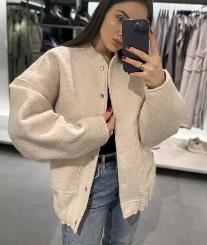Ivana | Comfy Oversized Bomber Jas-Zomer Jassen-Calora-Zwart-M-Calora