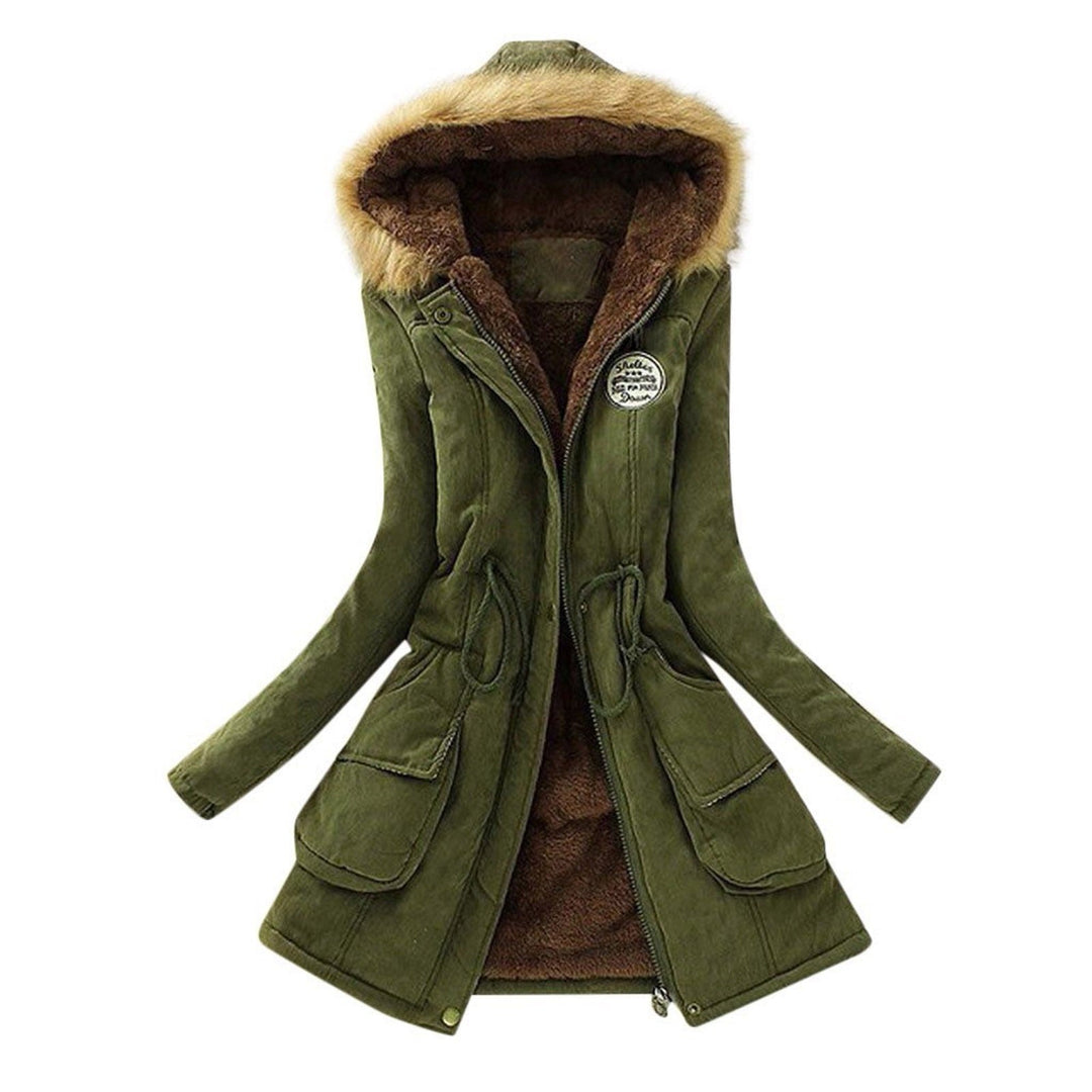 Ivana | Winterjas met capuchon en trekkoord voor dames-Zomer Jassen-Calora-Legergroen-S-Calora