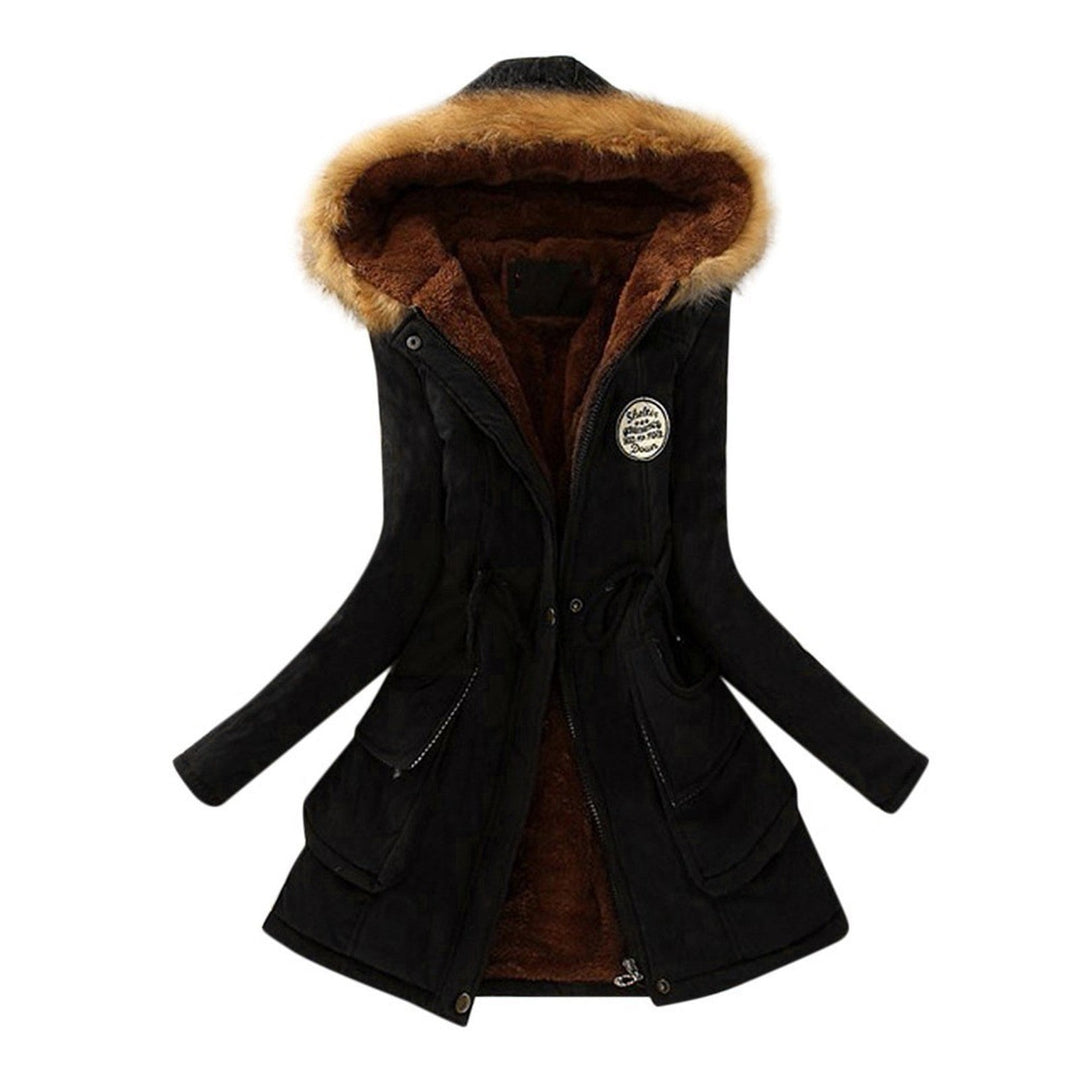 Ivana | Winterjas met capuchon en trekkoord voor dames-Zomer Jassen-Calora-Zwart-S-Calora