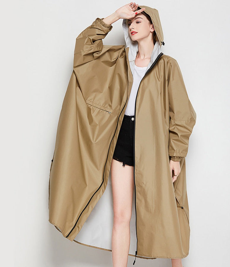 Ivory | Modieuze lange regenjas-Zomer Jassen-Calora-Bruin-One size-Calora