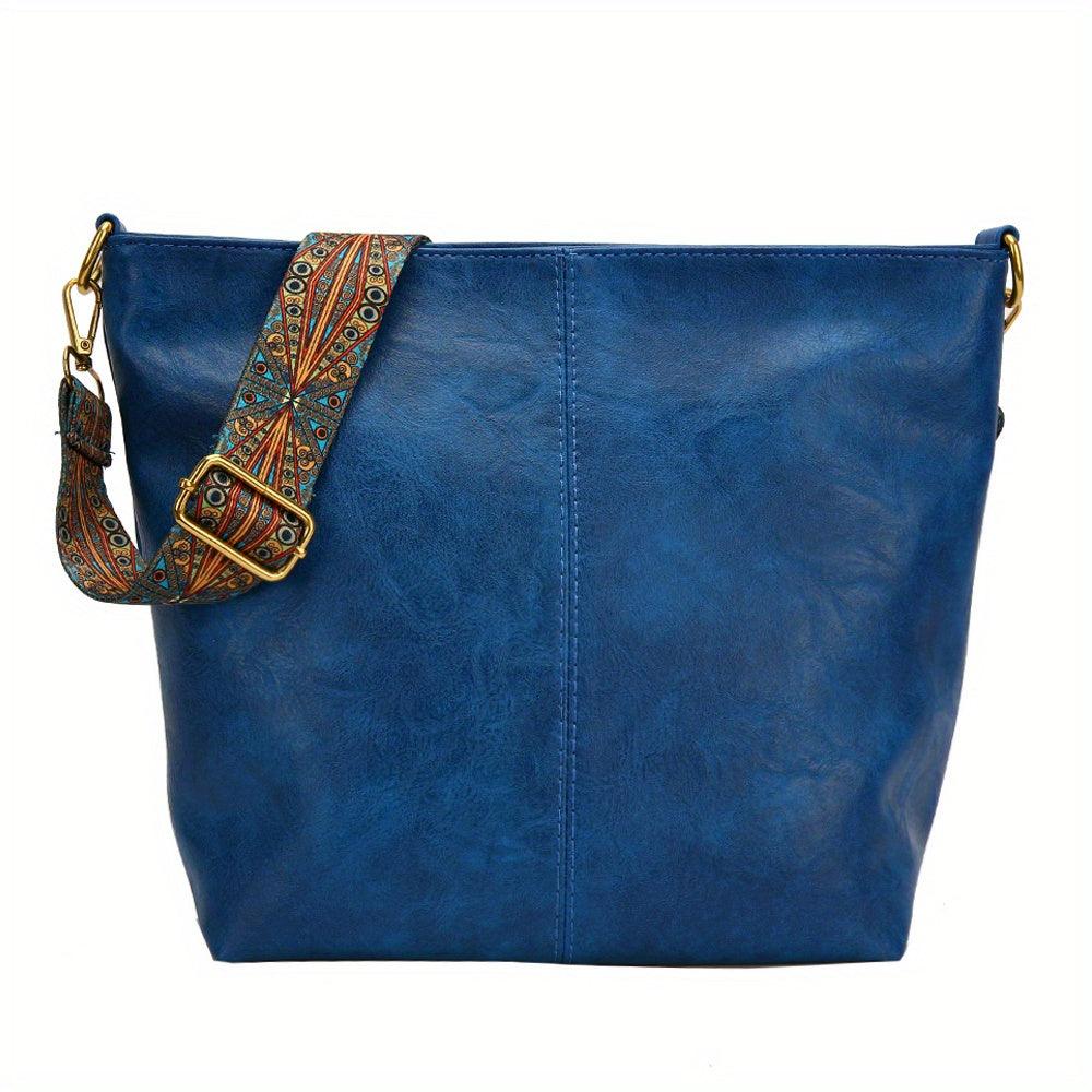 Ivy | Leren Schoudertas - Grote capaciteit-Handtassen-Calora-Helderblauw-Calora