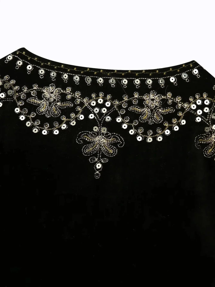 Jasmina | Elegant Geborduurd Vest-Blazers & Vesten-Calora-Zwart-S-Calora
