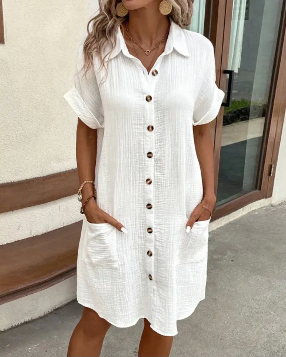 Jolene | Klassieke Comfortabele Jurk-Zomer Jurken-Calora-Wit-S-Calora